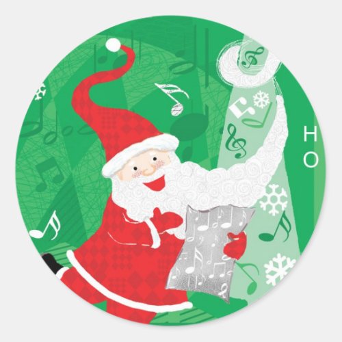 Cute Christmas Singing and Dancing Santa Claus Classic Round Sticker