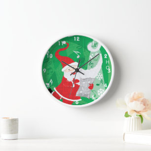 Cute Christmas, Singing and Dancing Santa Claus Clock