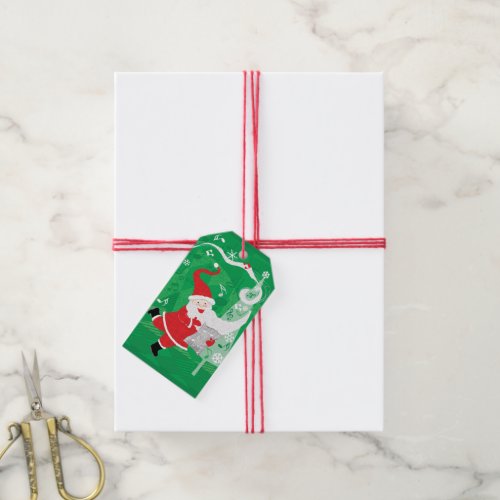 Cute Christmas Singing and Dancing Santa Claus Gift Tags