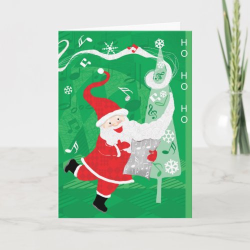 Cute Christmas Singing and Dancing Santa Claus Holiday Card