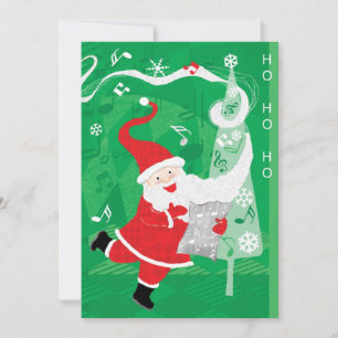 Cute Christmas, Singing and Dancing Santa Claus Holiday Card