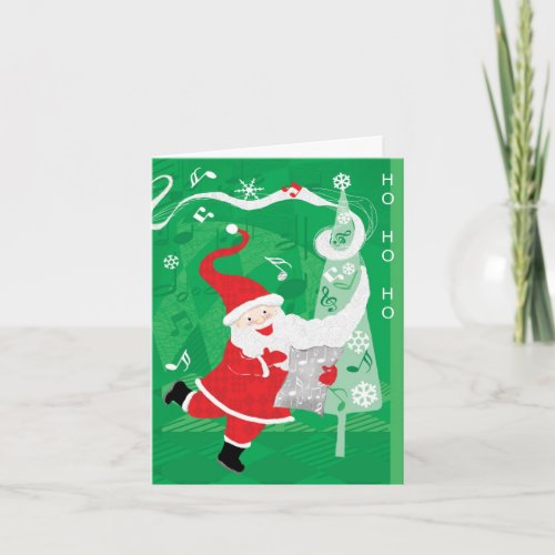 Cute Christmas Singing and Dancing Santa Claus Holiday Card