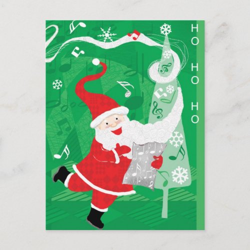 Cute Christmas Singing and Dancing Santa Claus Holiday Postcard