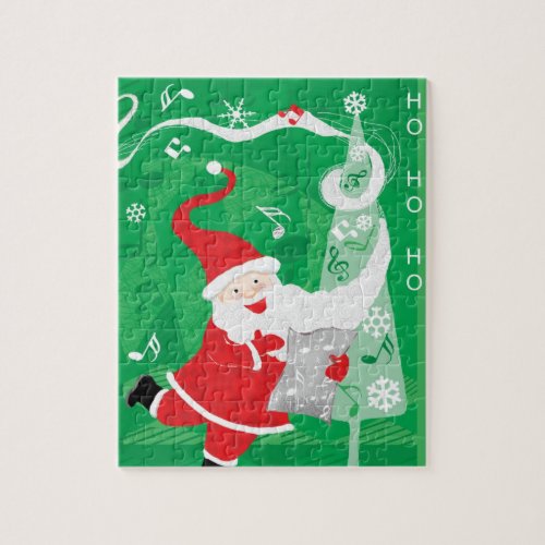 Cute Christmas Singing and Dancing Santa Claus Jigsaw Puzzle