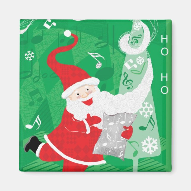 Cute Christmas, Singing and Dancing Santa Claus Magnet (Front)
