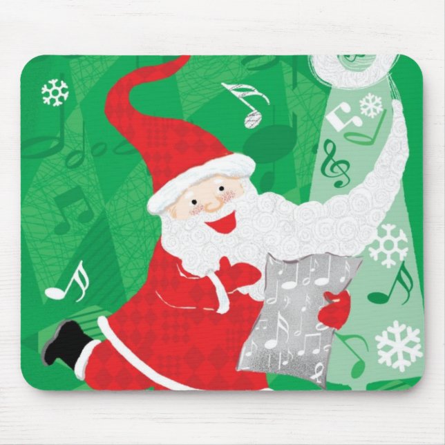 Cute Christmas, Singing and Dancing Santa Claus Mouse Pad (Front)