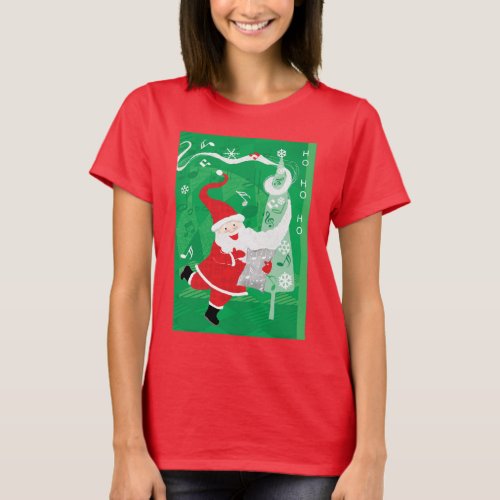 Cute Christmas Singing and Dancing Santa Claus T_Shirt