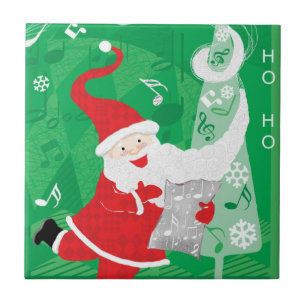 Cute Christmas, Singing and Dancing Santa Claus Tile