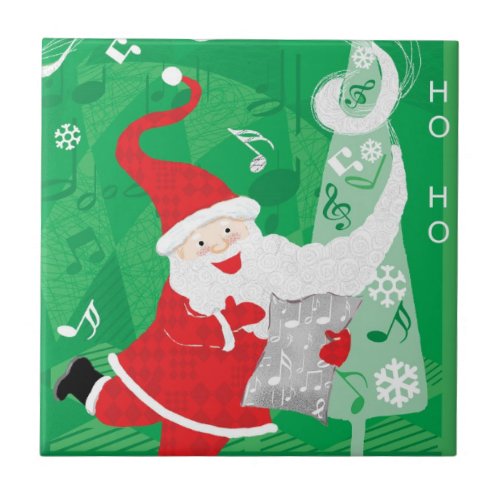 Cute Christmas Singing and Dancing Santa Claus Tile