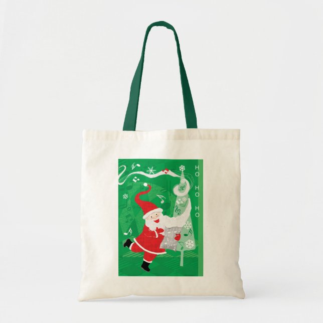 Cute Christmas, Singing and Dancing Santa Claus Tote Bag (Front)