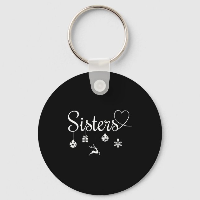 Cute Christmas Sisters  Keychain (Front)