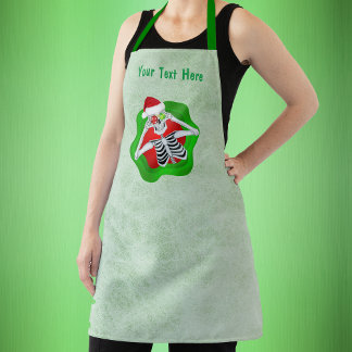 Cute Christmas skeleton Ornament Eyes in Splatter  Apron