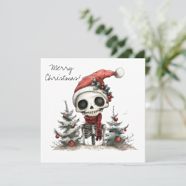 Cute Christmas Skeleton with Christmas Trees (Standing Front)
