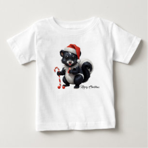 Cute Christmas Skunk Cartoon Baby T-Shirt