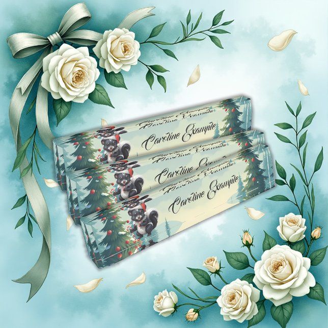 Cute Christmas Skunk Cartoon  Desk Name Plate (Creator Uploaded)