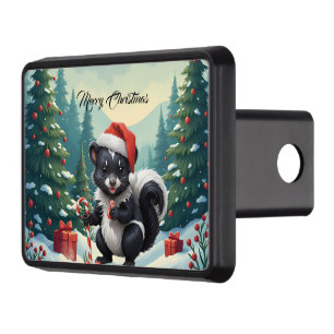 Cute Christmas Skunk Cartoon Hitch Cover