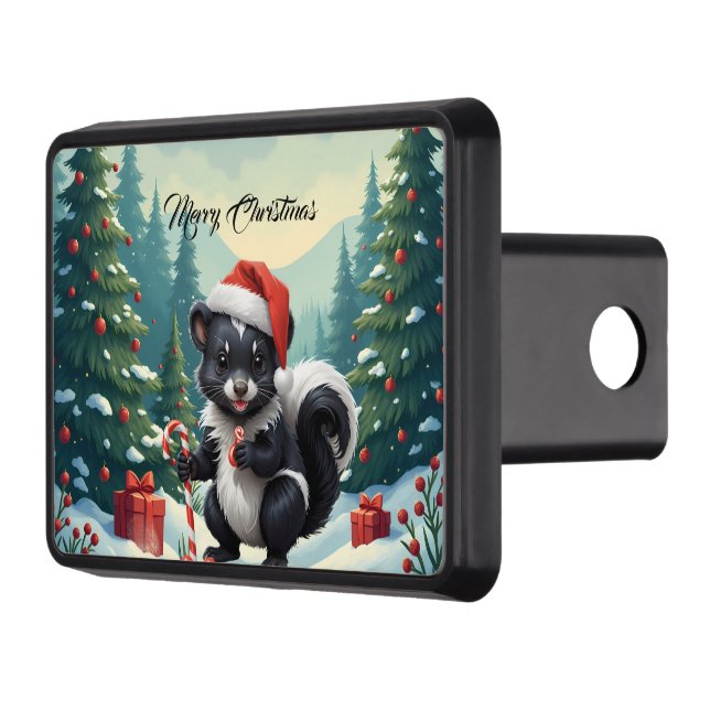 Cute Christmas Skunk Cartoon Hitch Cover (Left)