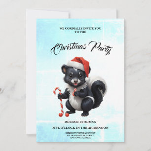 Cute Christmas Skunk Cartoon Invitation