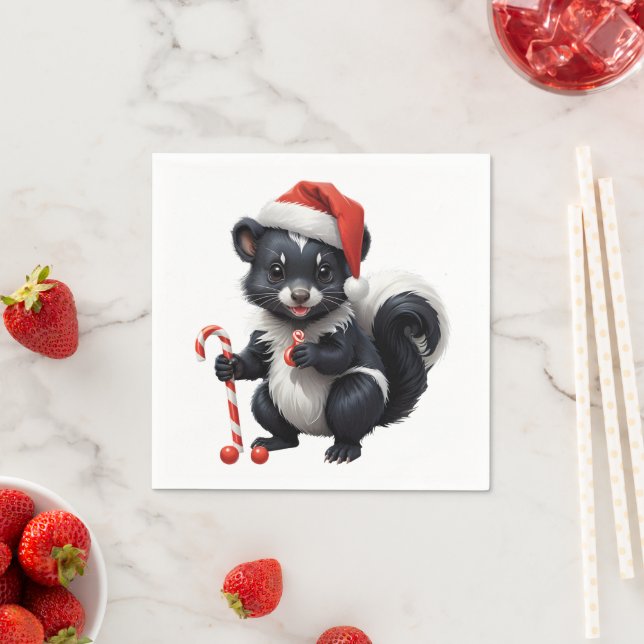 Cute Christmas Skunk Cartoon  Napkins (Insitu)