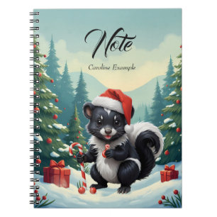 Cute Christmas Skunk Cartoon Notebook
