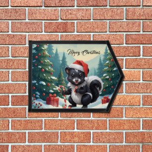 Cute Christmas Skunk Cartoon Pennant