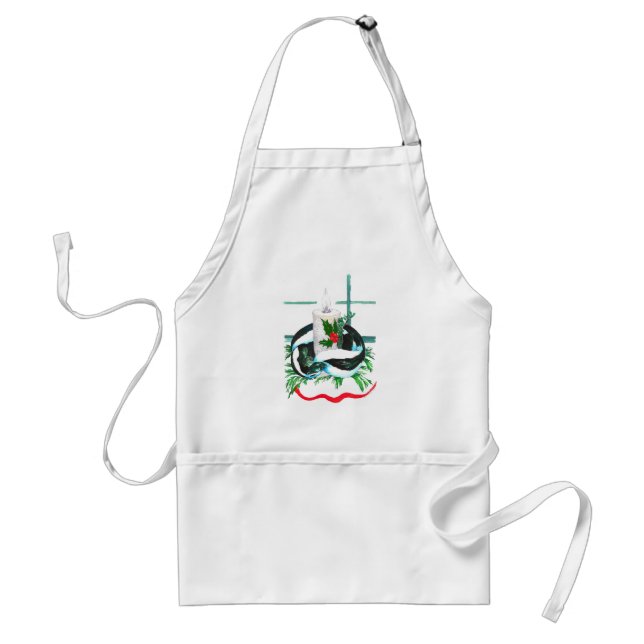 Cute Christmas Skunk Wrapped Candle Holiday Warmth Adult Apron (Front)
