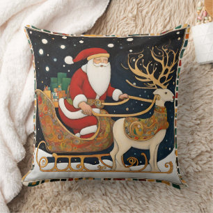 Cute Christmas Sleigh Throw Pillow