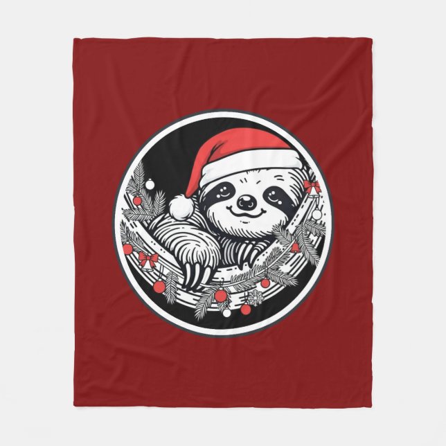 Cute Christmas Sloth Blanket (Front)