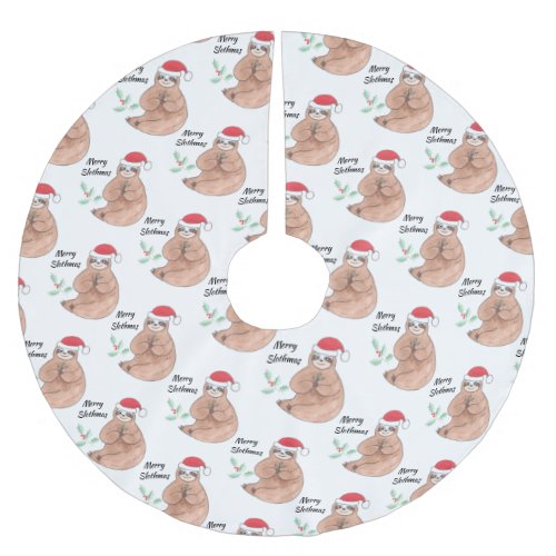 Cute Christmas Sloth Holiday Brushed Polyester Tree Skirt