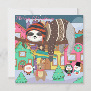 Cute Christmas Sloth Holiday Card
