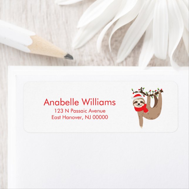 Cute Christmas Sloth Label (Insitu)