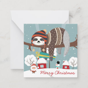 Cute Christmas Sloth Note Card