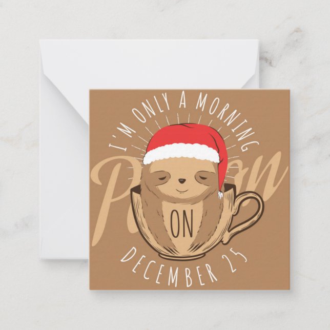Cute Christmas Sloth Note Card (Front)