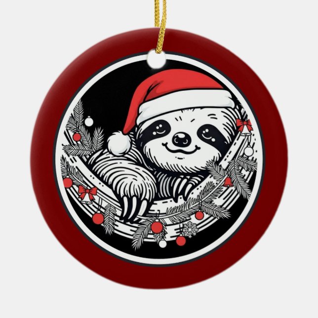 Cute Christmas Sloth Ornament (Front)