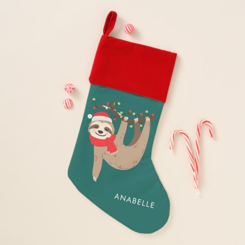 Cute Christmas Sloth Personalized Christmas Stocking
