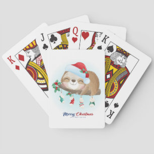 Cute Christmas Sloth Poker Cards