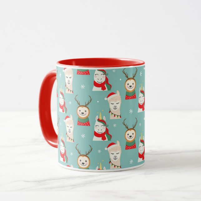 Cute Christmas Sloths And Llamas Mug (Front Left)