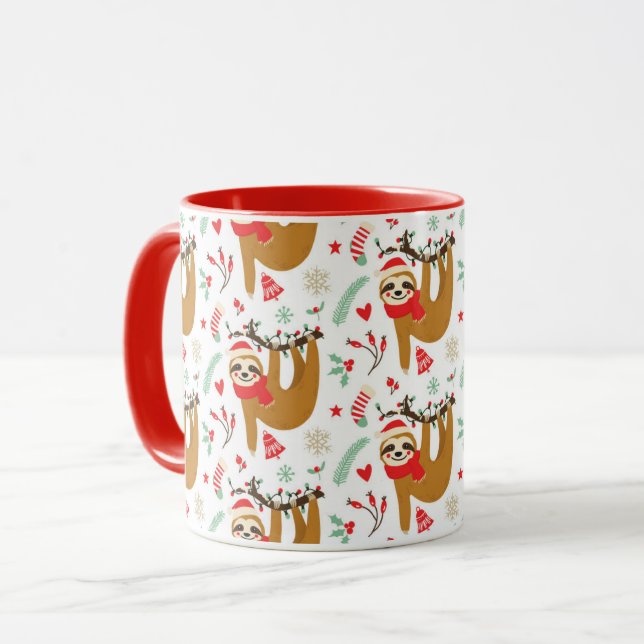 Cute Christmas Sloths Mug (Front Left)