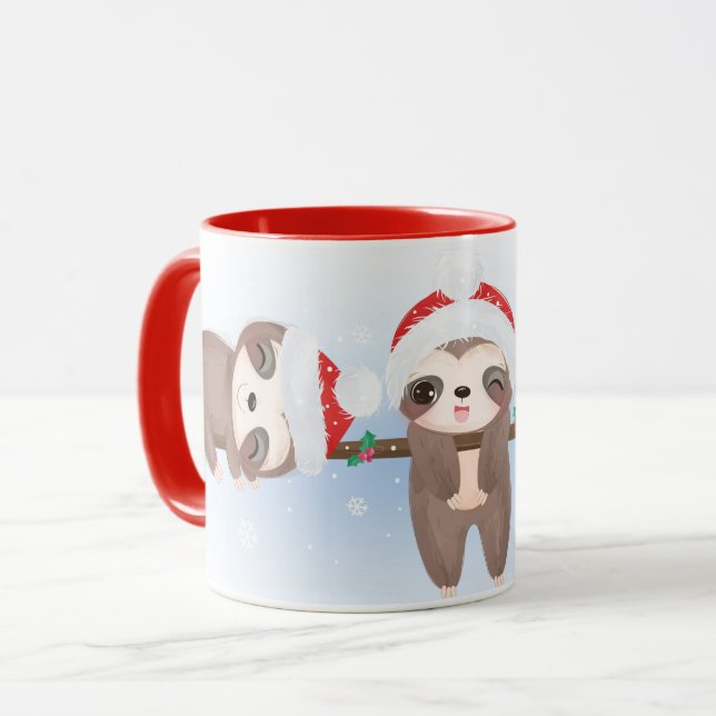 Cute Christmas Sloths Mug (Front Left)