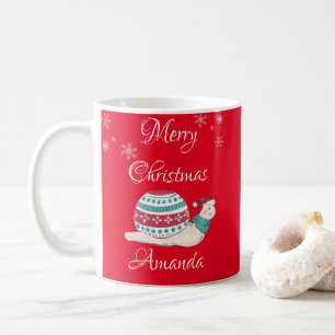 Cute christmas snail coffee mug