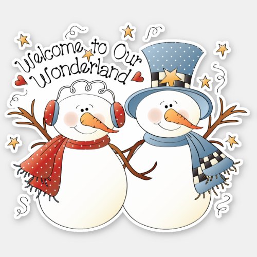 Cute Christmas snow couple candy cookie home tin Sticker