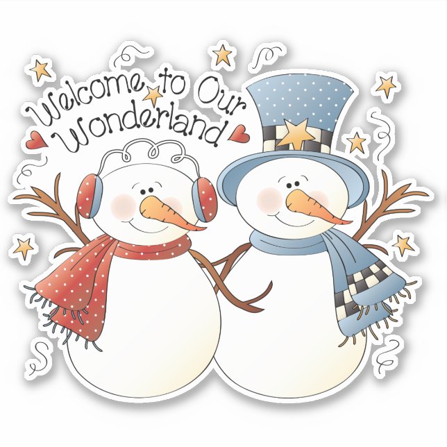 Cute Christmas snow couple candy cookie home tin Sticker (Front)