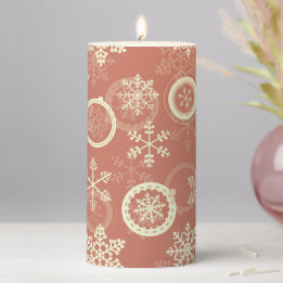 Cute Christmas Snow Flake Red Illustration Pattern Pillar Candle