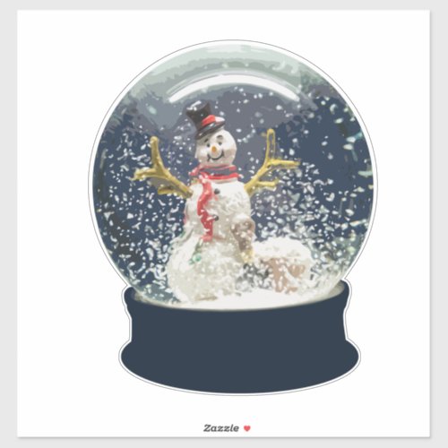 Cute Christmas Snow Globe Happy Winter Snowman Sticker