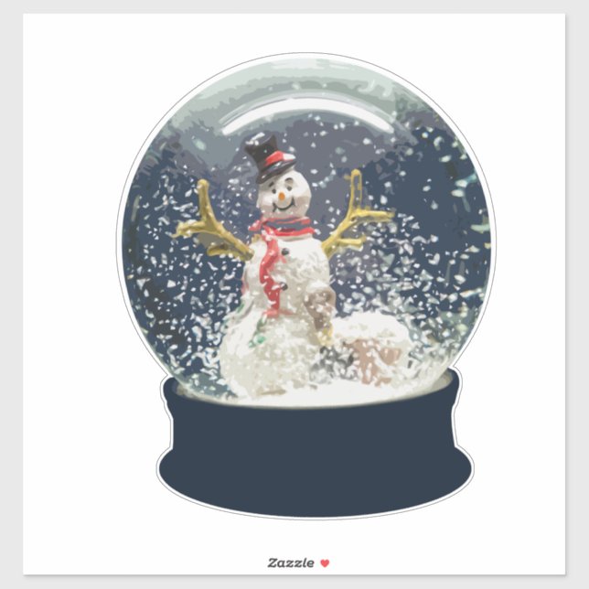 Cute Christmas Snow Globe Happy Winter Snowman Sticker (Sheet)
