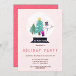 Cute Christmas snow globe trees illustration Invitation<br><div class="desc">Celebrate Christmas and the winter holiday season with this cute Christmas hand drawn snow globe with snowman,  Christmas trees and gifts illustration and modern script typography with snow.</div>