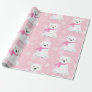 Cute Christmas Snowflake Polar Bear Baby Girl Pink Wrapping Paper