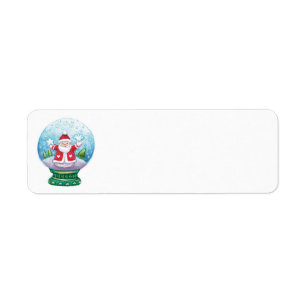 Cute Christmas Snowglobe Santa Claus, Star, Bird Label