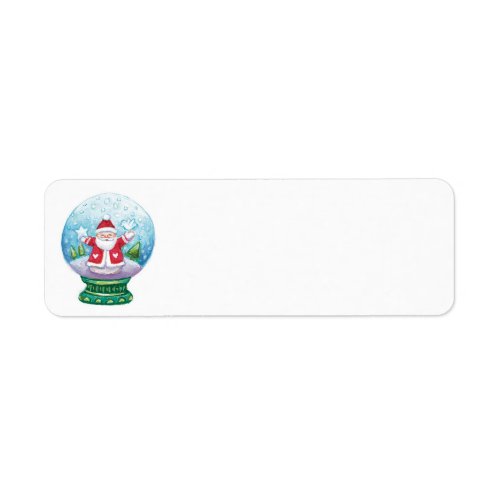 Cute Christmas Snowglobe Santa Claus Star Bird Label