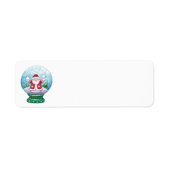 Cute Christmas Snowglobe Santa Claus, Star, Bird Label (Front)